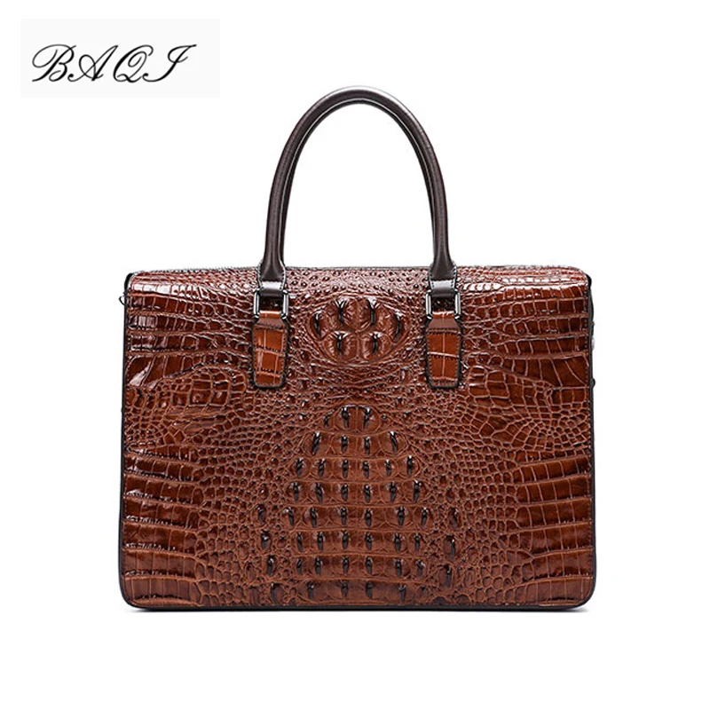 

BAQI Men Briefcase Bag Handbags Crocodile Pattern Cow Leather Man Shoulder Messenger Bag Password Lock Men Computer Business Bag