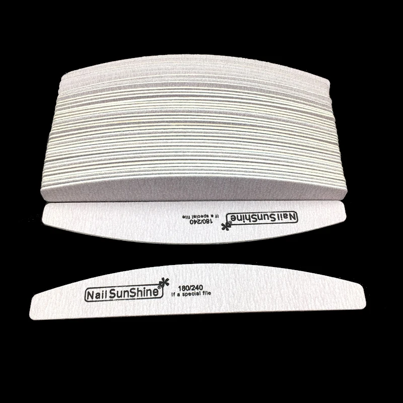 

50Pcs Double Sided Nail File 180/240 Buffer Block Gray Boat Disposable Sanding For Manicure UV Gel Nagel Vijl Wooden Nail Files