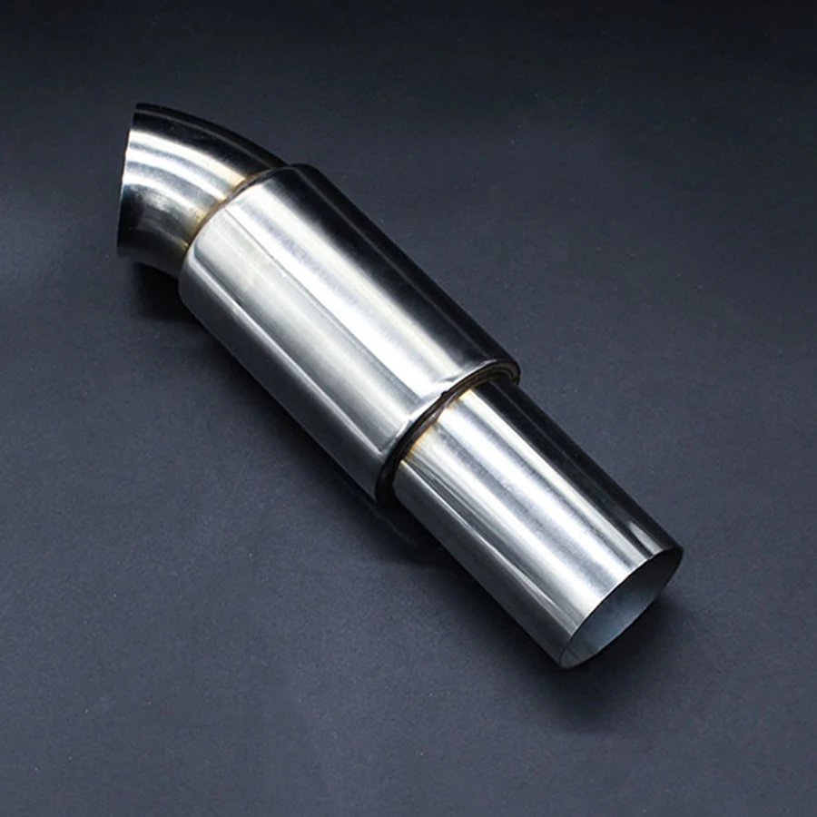 

Car Muffler Exhaust Pipe Tip Resonator Polished Bent Stainless Steel Burnt Tip And Silencer 2 "inlet to 2" outlet