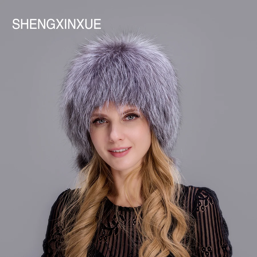 Женская шапка JIQIUZHANXUEFEI теплая из натурального Лисьего меха зимняя с ушками 2019 |