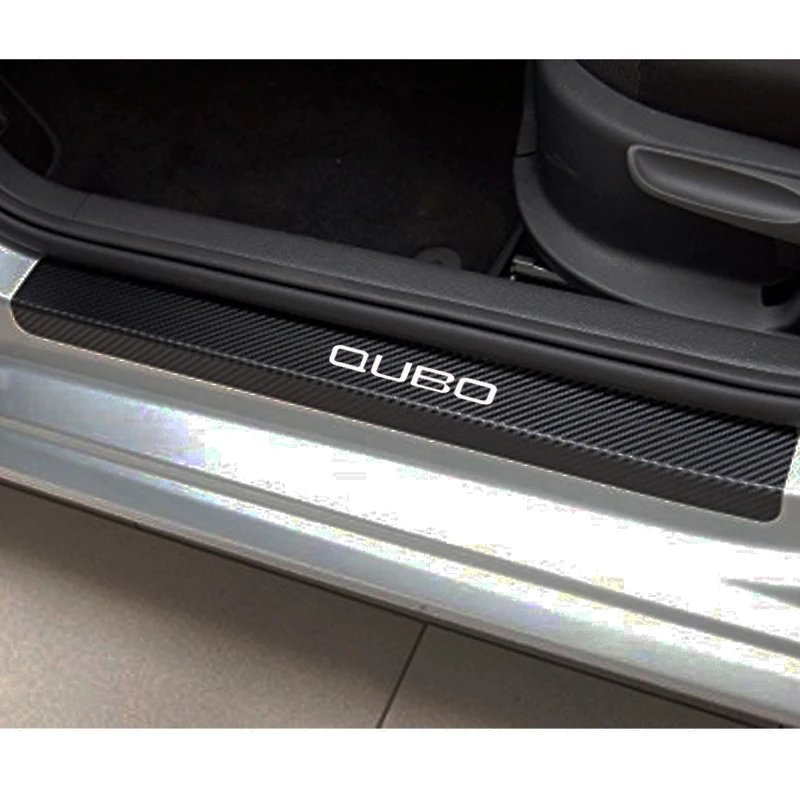 

4pcs Carbon Fiber Vinyl Car Scuff Plate Door Sill Guard Car Sticker for Fiat Qubo