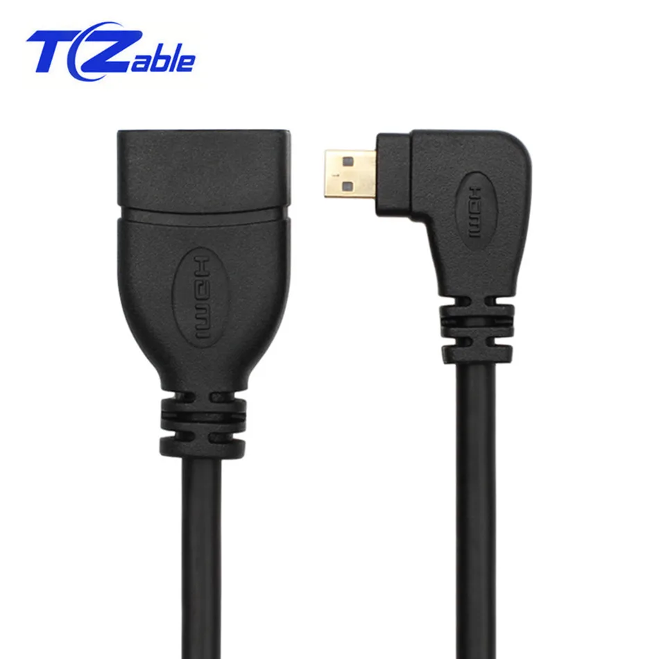 

Micro HDMI Male to HDMI D type Female Adapter Cable Convertor 1080P 90 Degree For Notebook HDTV Projector