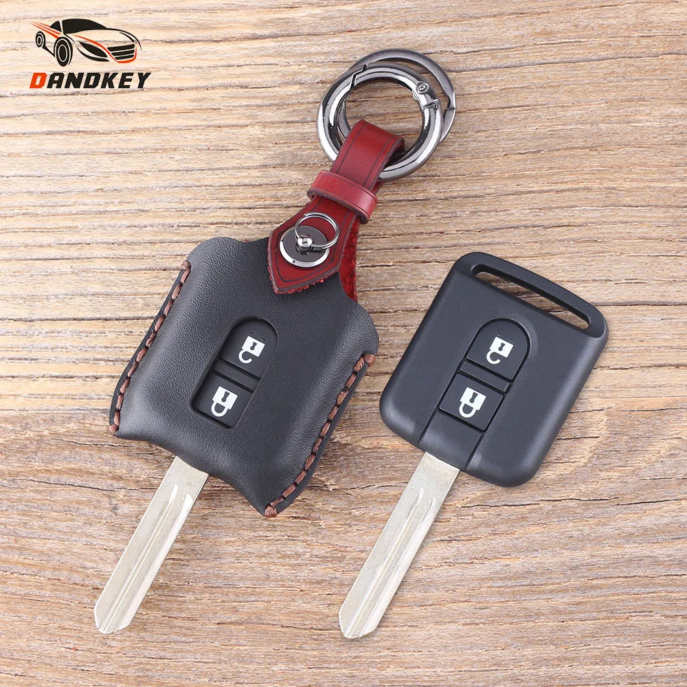 

DANDKEY Brand New Genuine Leather Protector Key Case Shell Cover For Nissan Micra Navara Almera 2 Buttons Free Shipping
