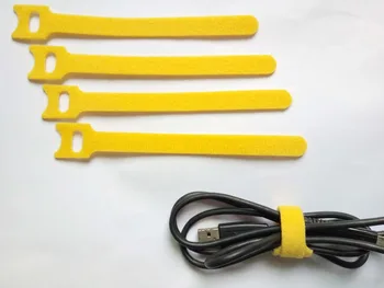 

120pcs 150*12mm Yellow Magic Nylon Reusable Cable Ties with Eyelet Holes back to back cable tie nylon strap wrap thin hook ties