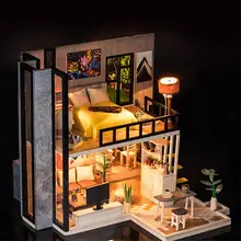 Деревянная модель дома игрушка для детей DIY маленькие куклы дом сентября без пылезащитный чехол и инструмент дом пылезащитный чехол светодиодный свет