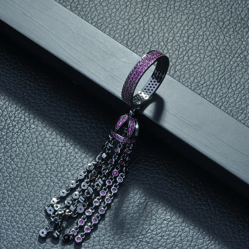 HIBRIDE Luxury Famous Tassel Rings for Women Inlay AAA Cubic Zirconia Rings Fashion Jewelry Party Accessories Femmel R-265 - Image 3