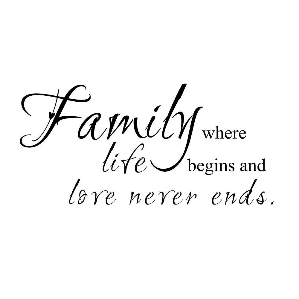 Family Where Life Begins Love Never Ends Family Wall Decal living room quote Love Life Sayings Home Decor 15" x 34"S in Wall Stickers from Home & Garden on