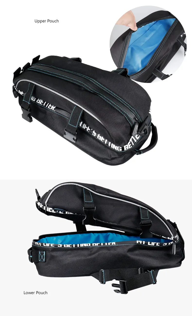 Flash Deal ROSWHEEL New Bicycle Carrier Bag 8L Rack Trunk Double Layer Bike Luggage Pannier Cycling Storage Handbag Shoulder Strip 141416 2