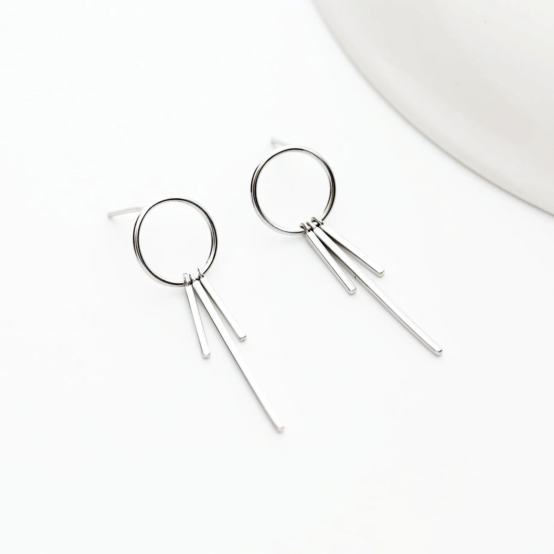 circle Tassels 100% 925 Sterling silver Jewelry fashion Hypoallergenic Stud earrings for women gift