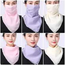 Женский переменный шелковый шарф маленькая шея и ухо-Висячие летние маска от солнца лицо и шея щит женский лицо щит шарф