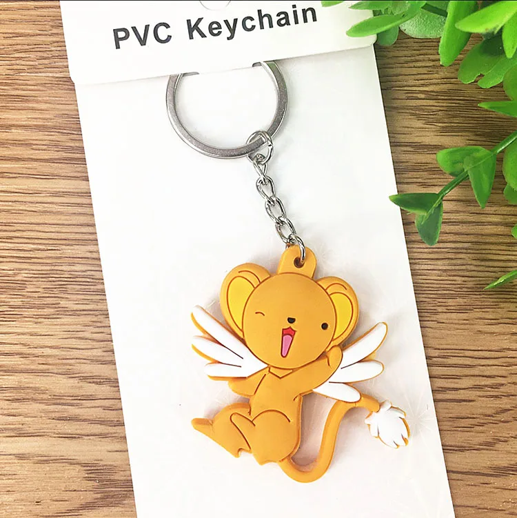 

Card Captor Sakura Anime Two-side Key Chain Handmade PVC figure Cute Keychain 2018 cute ornament