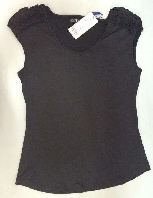 2014 summer slim fashion women designers black tops pullover undershirt shoulder close with application Macram | Женская одежда