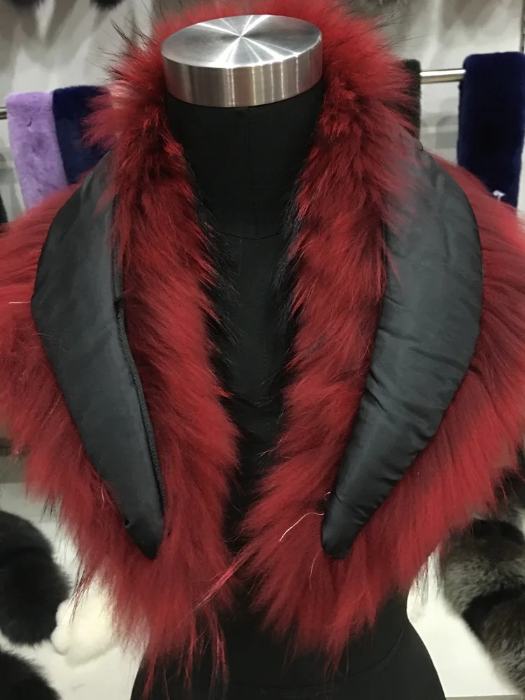 Прямая продажа с фабрики женская мода натуральная енотовидная собака меховой воротник в розницу и оптом DJW5-168