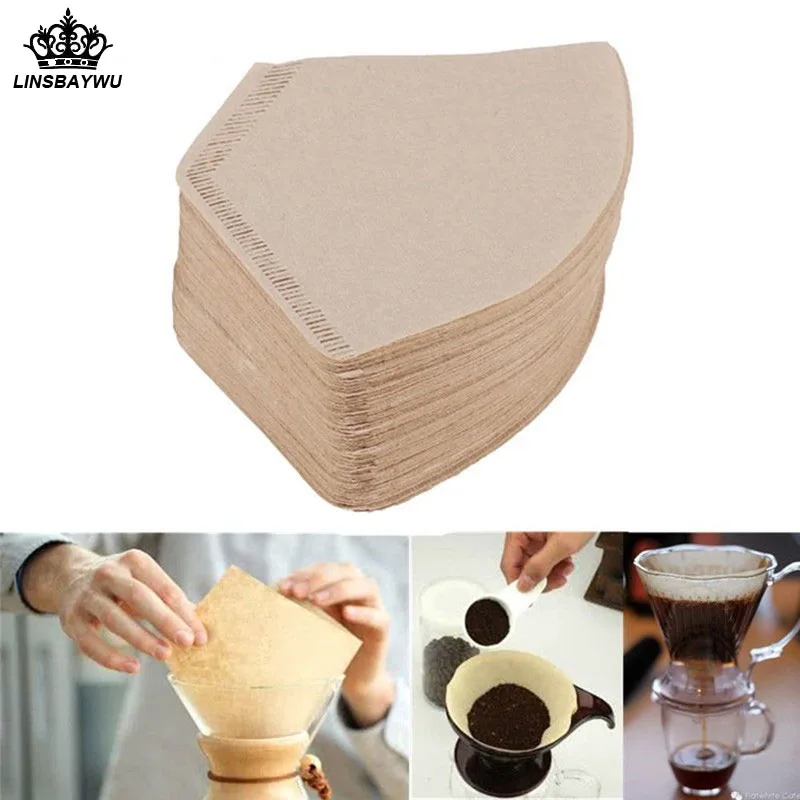 

100 Pcs/Bag Wooden Original Hand Drip Paper Coffee Filter Espresso Coffee Filter Packs Tea Bag Strainer Green Tea Infuser