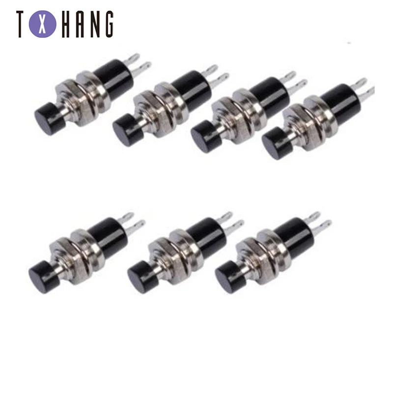 5PCS PBS-110 ON OFF Push button Red Black Blue green yellow Mini Lockless Momentary Switch Black Blue Red green yellow