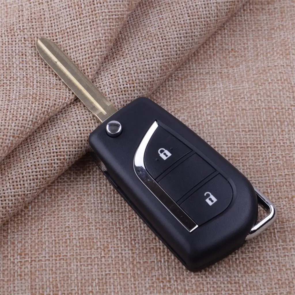 

2 Buttons Black Flip Folding Remote Key Case Shell Fob Fit For Toyota Rav4 Highlander Sport Crown Scion TC iQ Yaris 2014 2015