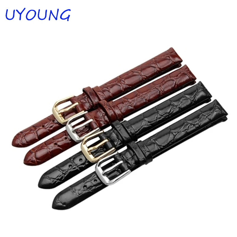 6mm 8mm 10mm 12mm 13mm Black brown Ladies Design Durable Genuine Leather Bracelet small watch Strap women Watch Band