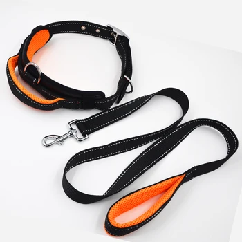 

Dog Collar Leash Set Mesh Breathable Adjustable Collars S/M/L Nylon High quality strong handle traction Leash Dogs accessories