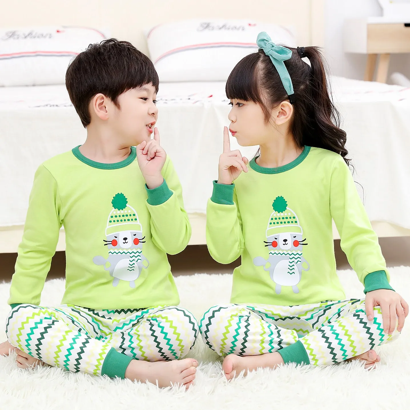 Зимняя детская одежда комплект детской одежды, пижамные комплекты для мальчиков одежда для сна Тоторо Единорог Пижама с принтом одежда для сна для девочек пижама для малышей - Цвет: A19