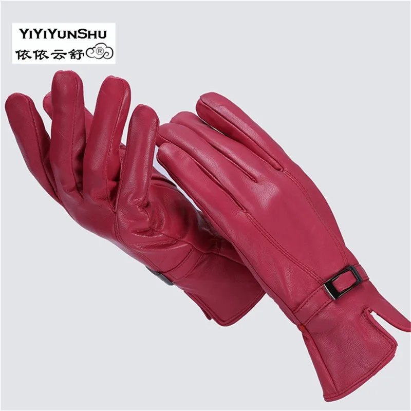 Yiyyunshu,, натуральная кожа, овчина, перчатки для женщин, зима, осень, теплые, шерсть, мех, перчатки, натуральный мех, перчатки для женщин