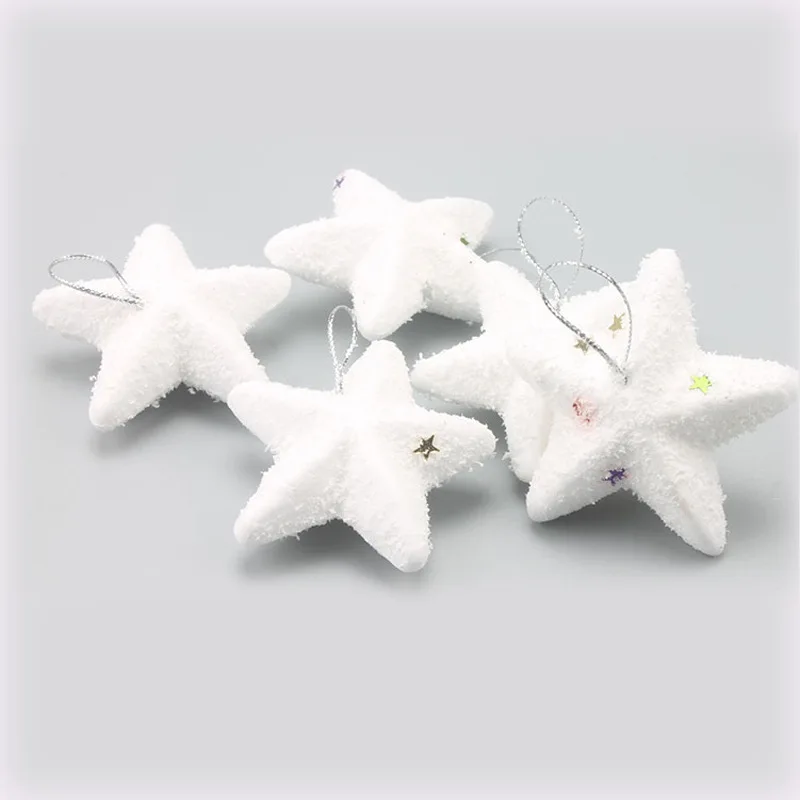 6cm White Foam Pentagram Star Party Hanging Ornament New Year Decorations for Home Merry Christmas Tree Navidad 8D | Дом и сад