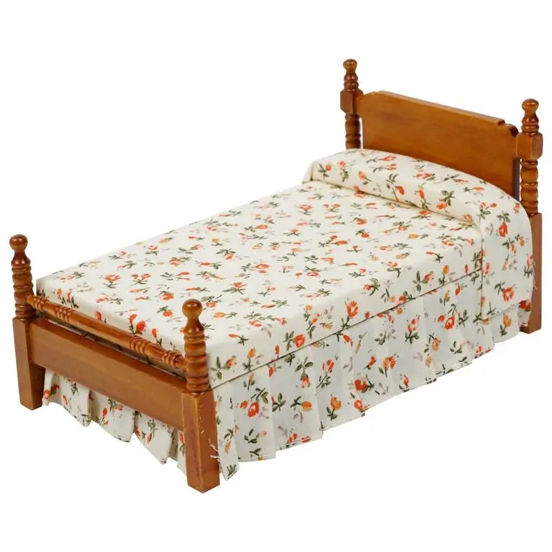 

Dongzhur Dollhouse Miniatures 1:12 Accessories Super Cute Floral Single Bed Doll House Furniture Miniatura Toy House Dropship