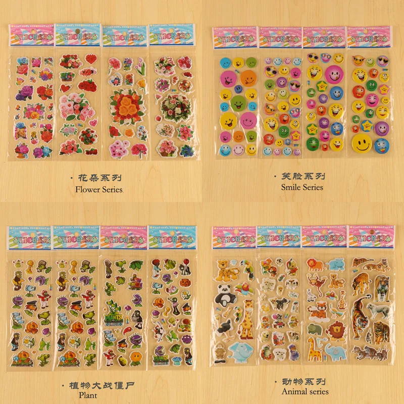 New cartoon flower pants smiley face sticker decal nursery perspective bubble child inspirational prizes stickers toys