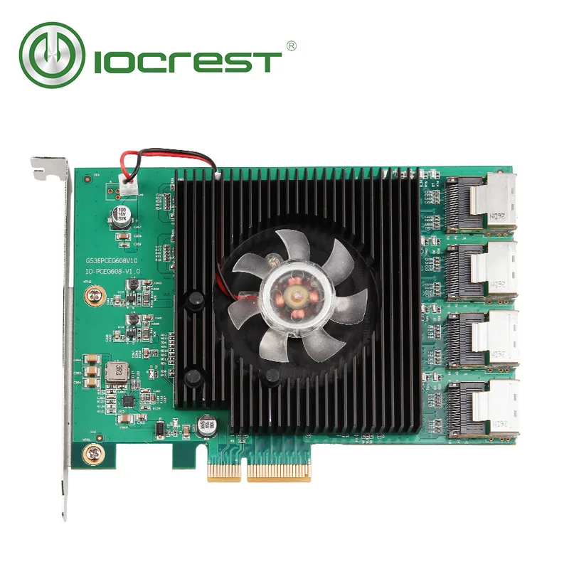 IOCREST 16 портов SATA 6G PCI Express контроллер карты Marvell 88SE9215 чипсет PCIe to SATA III 3,0 с mini sas to 4 sata кабель