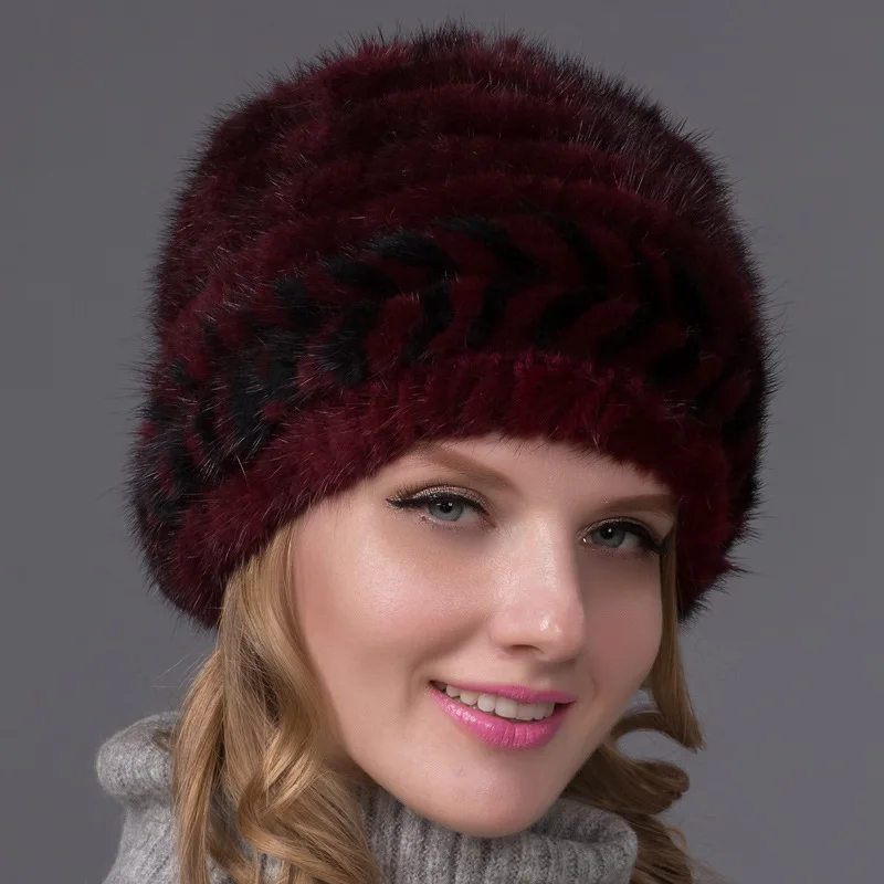 Женские шапки из натурального меха норки, женские зимние шапки, модные теплые шапки