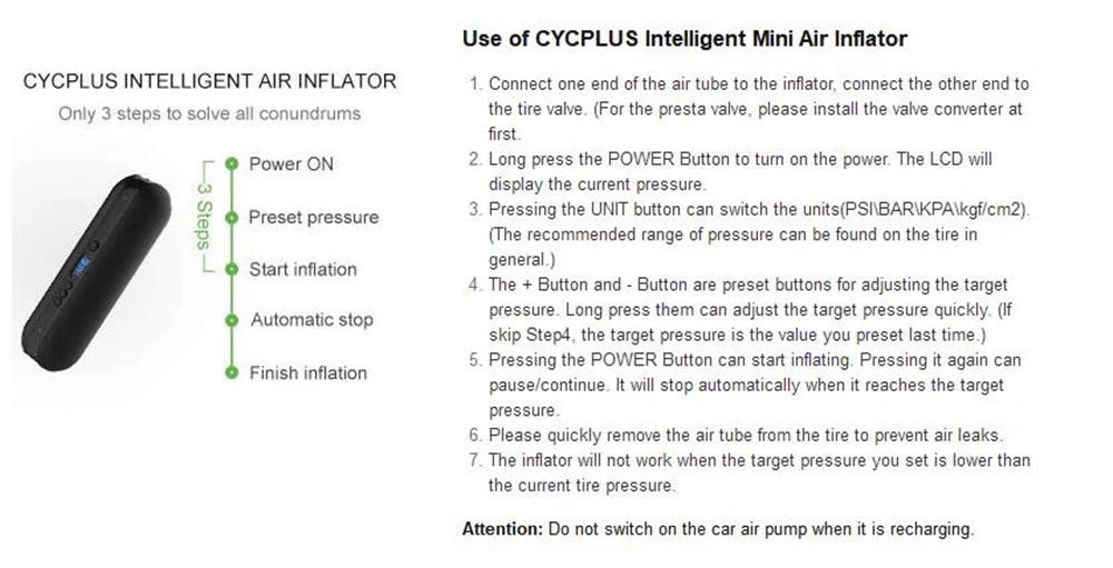 CYCPLUS портативный воздушный компрессор мини-насос для автомобильных велосипедных шин перезаряжаемый литий-ионный аккумулятор внешний аккумулятор цифровой ЖК-дисплей, светодиодный