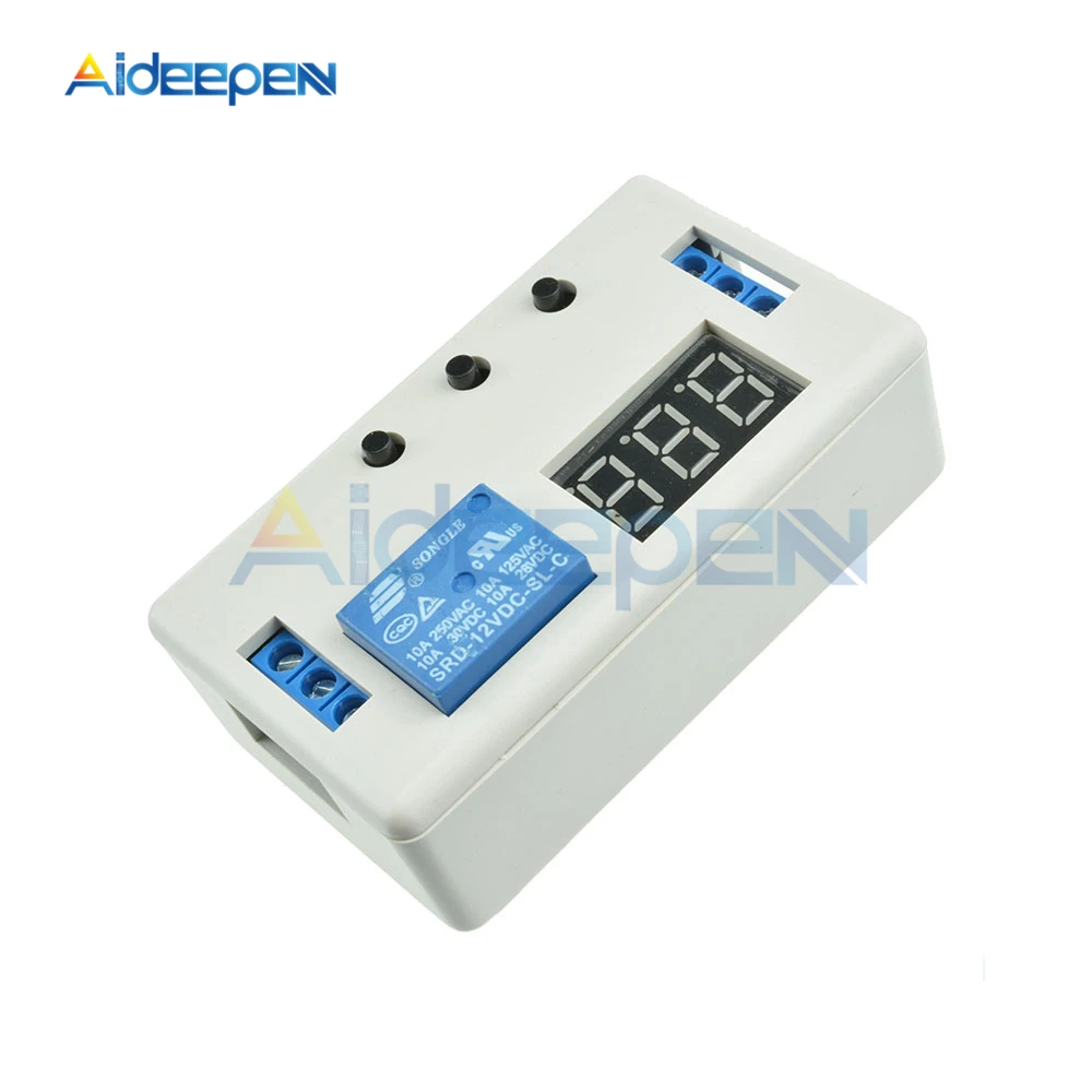 

LED Digital Display Time Delay Relay Module DC 12V Programmable Timer Relay Control Switch Timing Trigger Cycle with Case