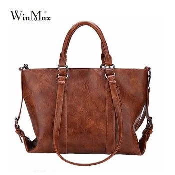 

Winmax 2018 New Women Bag Designer Vintage Pu Leather Large Women Messenger Bags Designer Quality Casual retro Shoulder Tote Bag