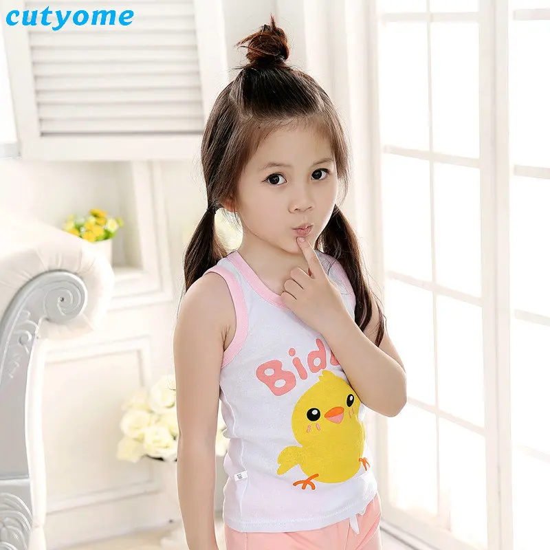 Cutyome 2pcslot Kids Boys Girls Cotton T-shirt Sleeveless Animal Printed Top Tee Children Clothing Baby Boy Girl Clothes 1-4Y (39)