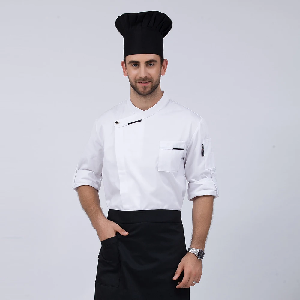 С длинными рукавами на одно плечо Высококачественная ресторанная кухня готовка топы Одежда для мужчин женщин шеф-повара Спецодежда Одежда для кафе