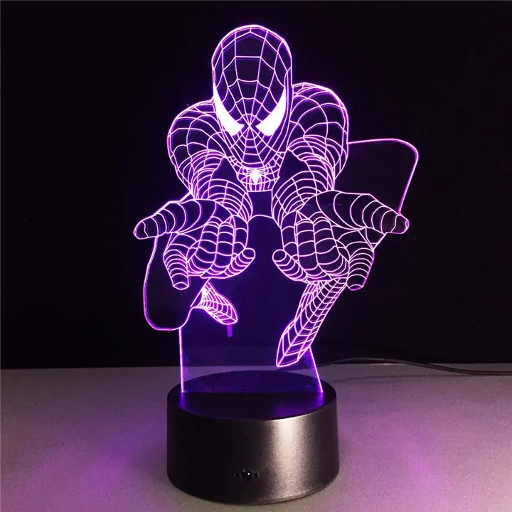 Best детский подарок 3D Luminaria Человек-паук ночник Marvel любителей кино супергероя лампы USB Цвет изменение стол Декор Прямая