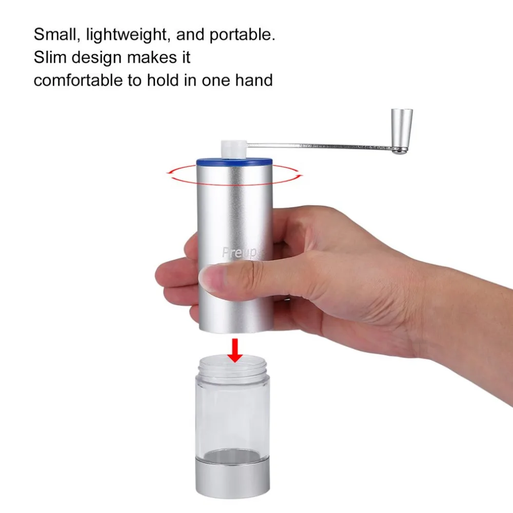Ручная кофемолка коническая Пивоваренная мельница для точного пивоварения Регулируемый селектор помола малошумный алюминиевый сплав портативный