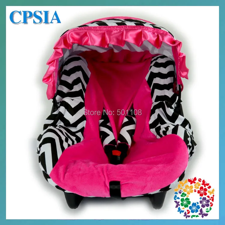 Hot Pink Black White Chevron Soft Newborn Baby Car Seat Covers Adorable