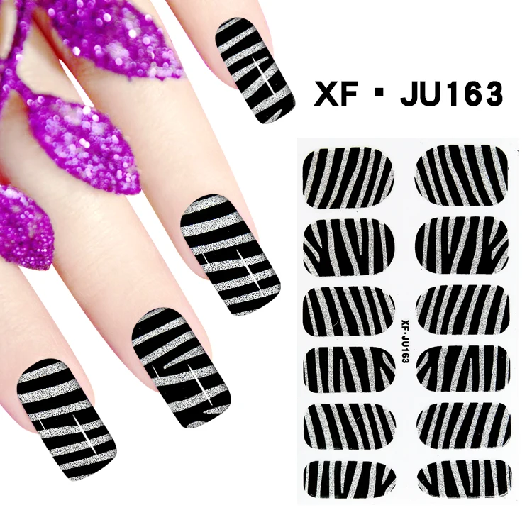 JU163 1 Sheet Fashion Design Nail Polish Sticker Full Cover Nail Art