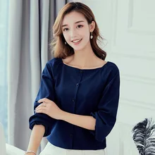 Осень, повседневная женская рубашка с круглым вырезом и длинным рукавом, Корейская женская одежда, обтягивающая шифоновая блузка, элегантные женские топы