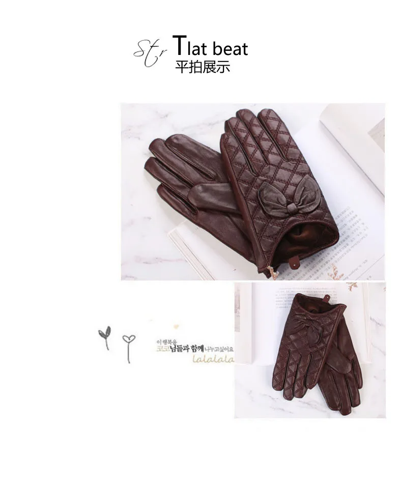 Короткие стильные перчатки из овчины женские перчатки из натуральной кожи зимние плюс бархатные утепленные теплые бабочки узел WL03