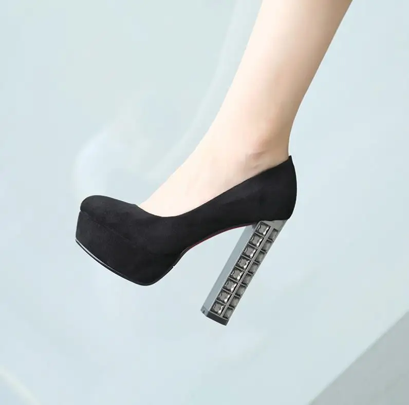 

Spring and summer new fashion 14CM Korean version of the water drill round head sexy high heels