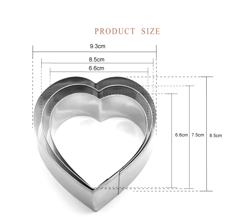 Atekuker 6 шт./компл. форма сердца любовь муссовый торт форма резаки для печенья из нержавеющей стали Форма для вырезания