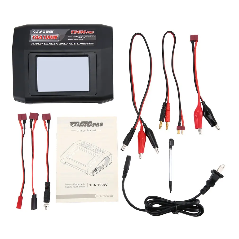 G.T POWER TD610 Pro 10A 100 W балансировочное зарядное устройство цветной сенсорный экран для 1-6 S LiPo Lilon LiFe LiHV 1-14 S NiCd NiMH EU/US Plug