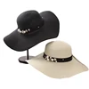 Suogry high quality summer sun hats for women solid large brimmed sun hats black white floppy hats with pearls ladies beach hat