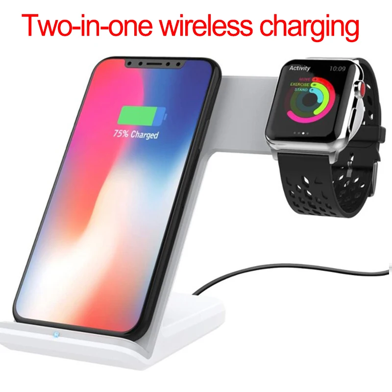 

2 In 1 Qi Wireless Charger For Apple Watch 1 2 3 4 10W Fast Charging For iPhone XS Max XR 8 7 6 Plus For Samsung Note 9 8 S9 S8