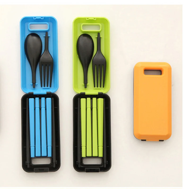 

Portable Travel Dinnerware Set Korean Stylish Tableware Folding Cutlery Fork Chopsticks Set For Kids