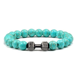Elegant Lava Stone Bead Bracelets - Stylish Unisex Jewelry with Metal Accents - 17cm (Blue)