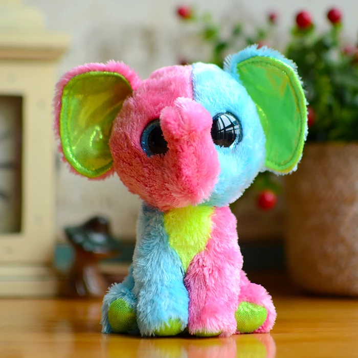 

Beanie Boos Kids Plush Toys Ty Big Eyes Elfie Pink/green Elephant Girl Gifts Kawaii Stuffed Animals Dolls Cute Christmas Present