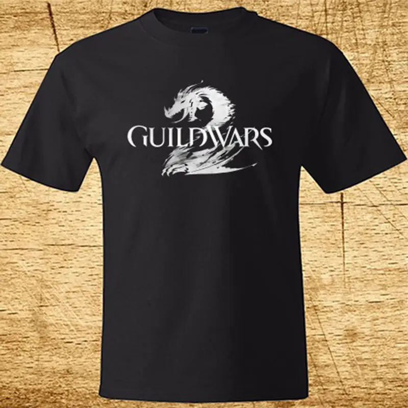 

New GUILD WARS 2 GAME Logo Men's Black T-Shirt Size S To 2XL Stranger Things Print T-Shirts Original Tops Men T Shirt