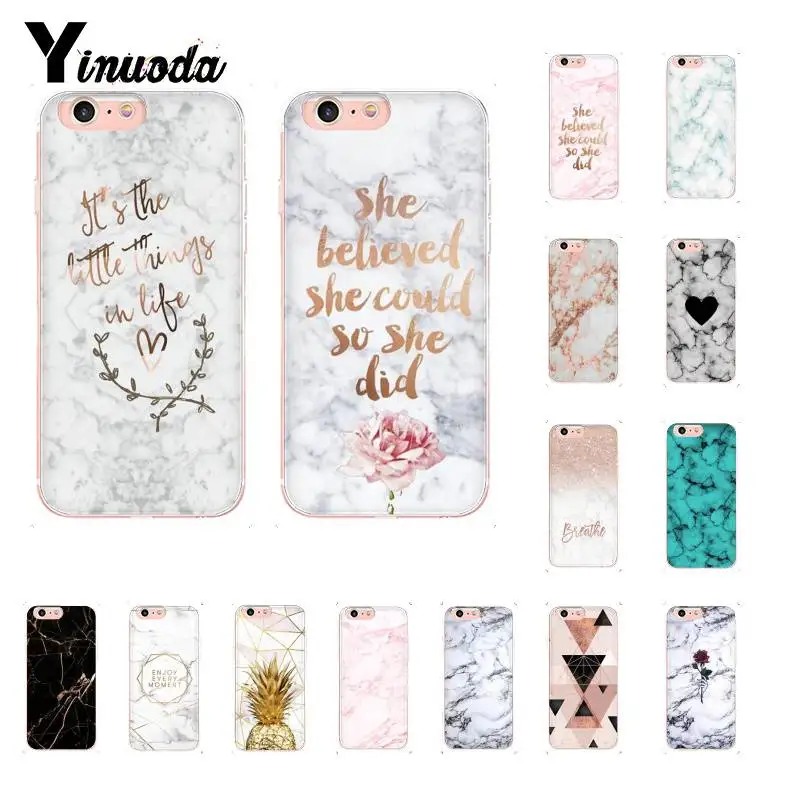 Yinuoda мраморный узор с буквенным принтом DIY Печать чехол для телефона iPhone 8 7 6 6S Plus X